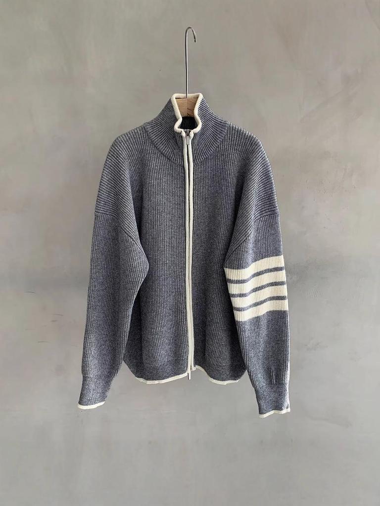 Men’s Slim Fit Striped Knit Cardigan - Fashionable Versatile Spring/Autumn Sweater 2025