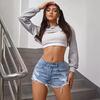 Fashion Ripped Raw Edge Jean Shorts Women Summer Sexy Skinny Hip Covering Pants Korean High Waist Slimming Denim Shorts