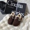 Cowhide Version All-inclusive Women's Velvet Thickened Warm Small Fashion Cotton Shoes One Pedal Lamb Wool Shoes