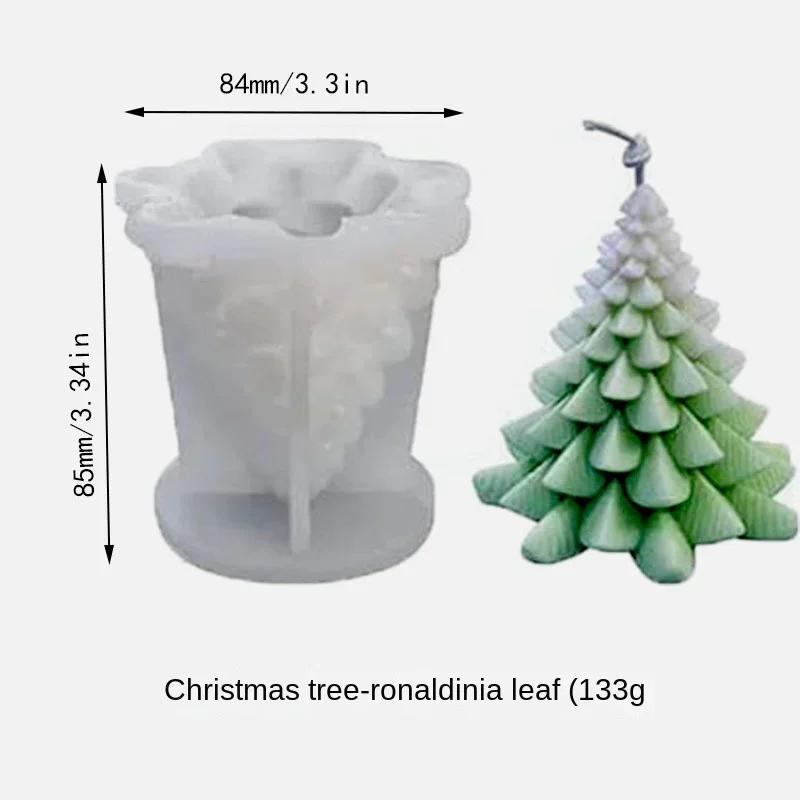 3D Christmas Tree Silicone Mold DIY Aromatherapy Candle Mold Crystal Dropper Design Small Leaf Cedar Tree Craft Decoration