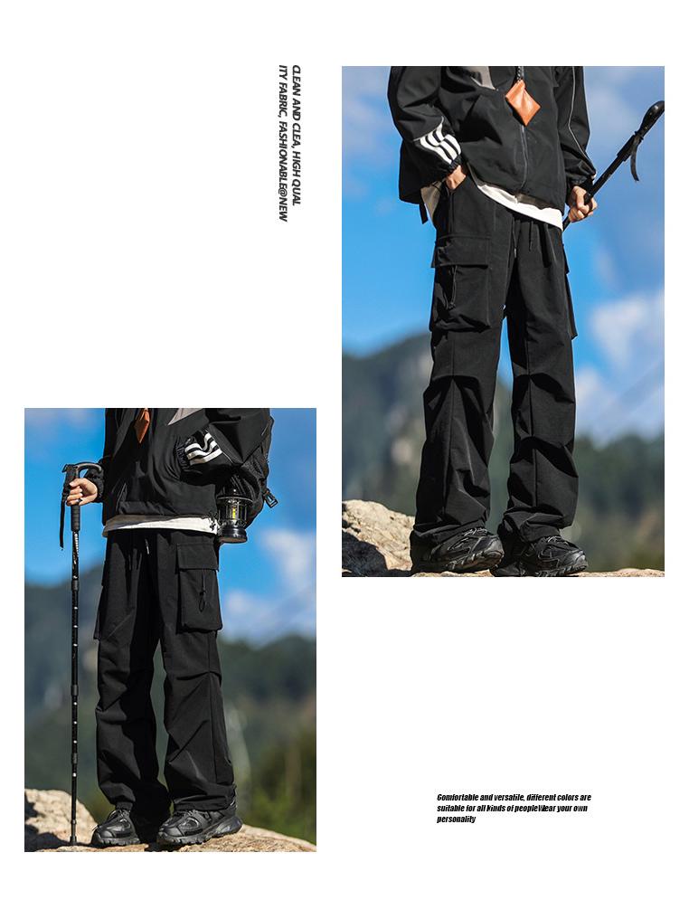 Men's High Street Tactical Cargo Pants - Autumn/Winter Pleated Outdoor Style
