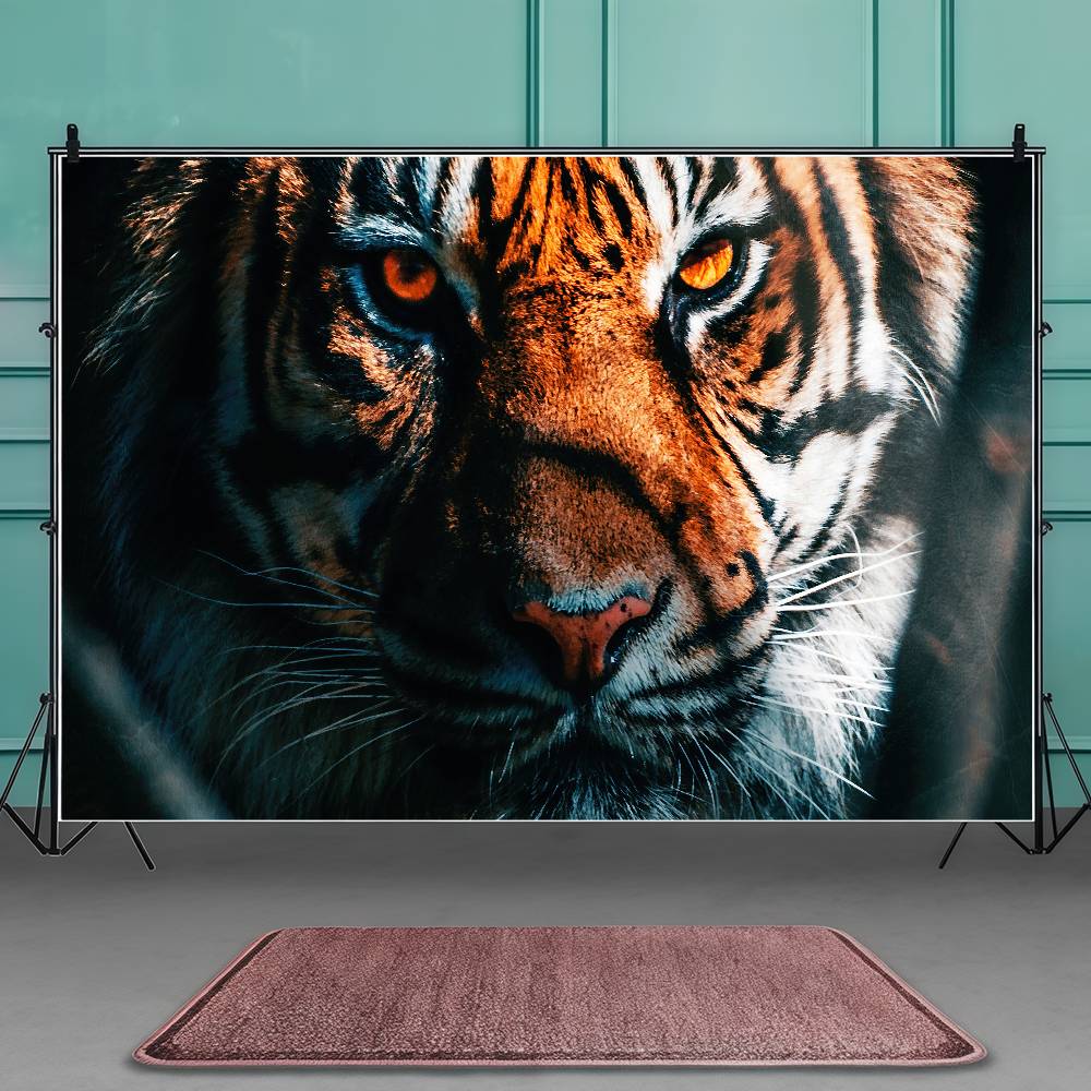 3D Dream Tiger Animal Background For Photography Bunny Easter Eggs Vintage Wood Board Kids Birthday Party Decor Backdrops