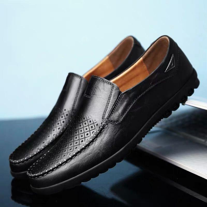 Männer Casual Schuhe Luxus Marke Sommer Echtem Leder Herren Loafer Mokassins Aushöhlen Atmungsaktive Slip On Driving Schuhe