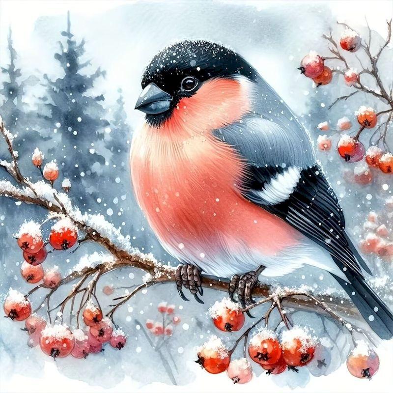 

GATYZTORY Bullfinch Diamond Painting Kits For Beginners Animal Full Round Cross Stitch Embroidery Mosaic Picture Wall Art Home Full Round 25x25cm