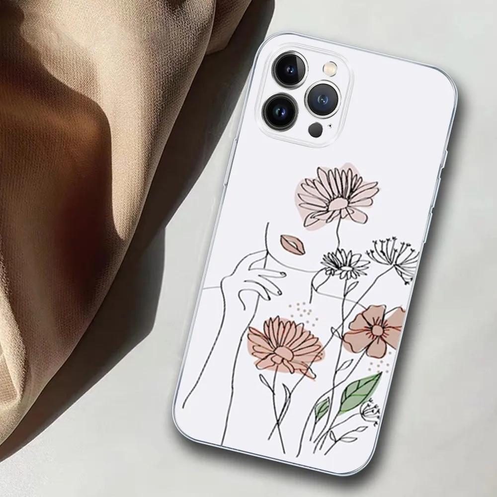 

Чехол для мобильного телефона Apple IPhone15ProMax Line Art Girl Чехол для мобильного телефона Hair Painting Anti Drop Huawei Three iPhone 16 Plus