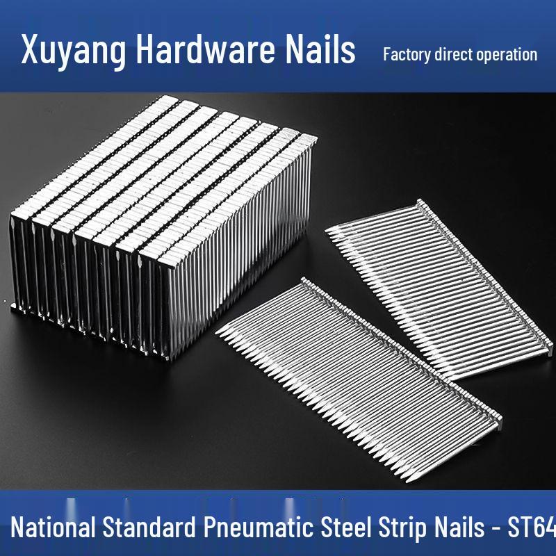 National Standard ST Series Steel Strip Nails for Woodworking & Cement Walls - Pneumatic Nail Gun Compatible