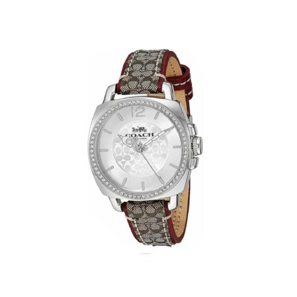 

Coach New York Brown Leather Strap Women Watch 14503147 срібний