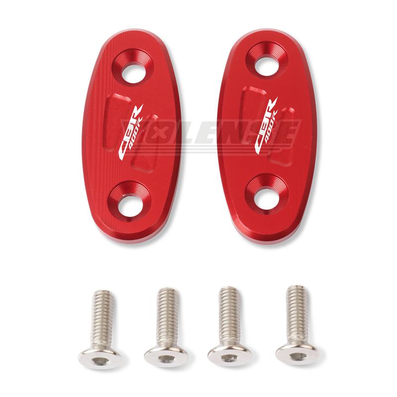 For Honda CBR400R CBR500R CBR650R Motorcycle CNC Aluminum Rearview Mirrors Seat Decorative Cover Mirror Base Brackets Red-CBR400R