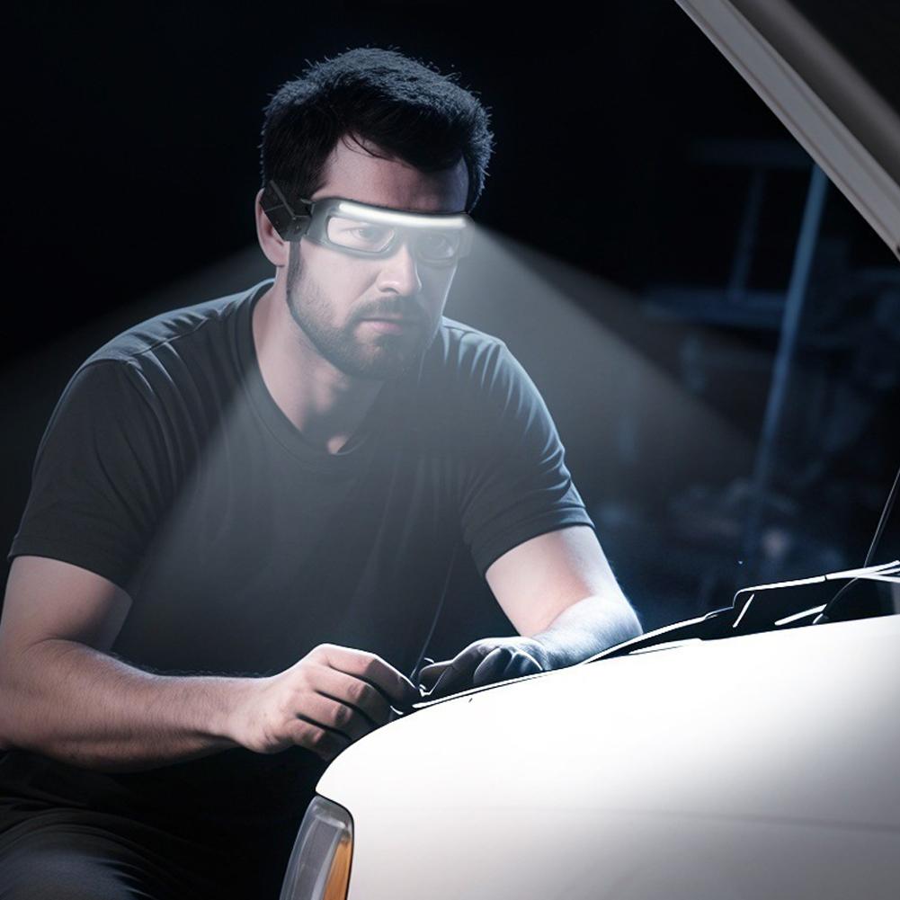 Ultra-Bright Hands-Free Headlamp Glasses, Touch-Sensitive LED Light for Night Cycling, Running, Fishing & Outdoor Work, Recharge