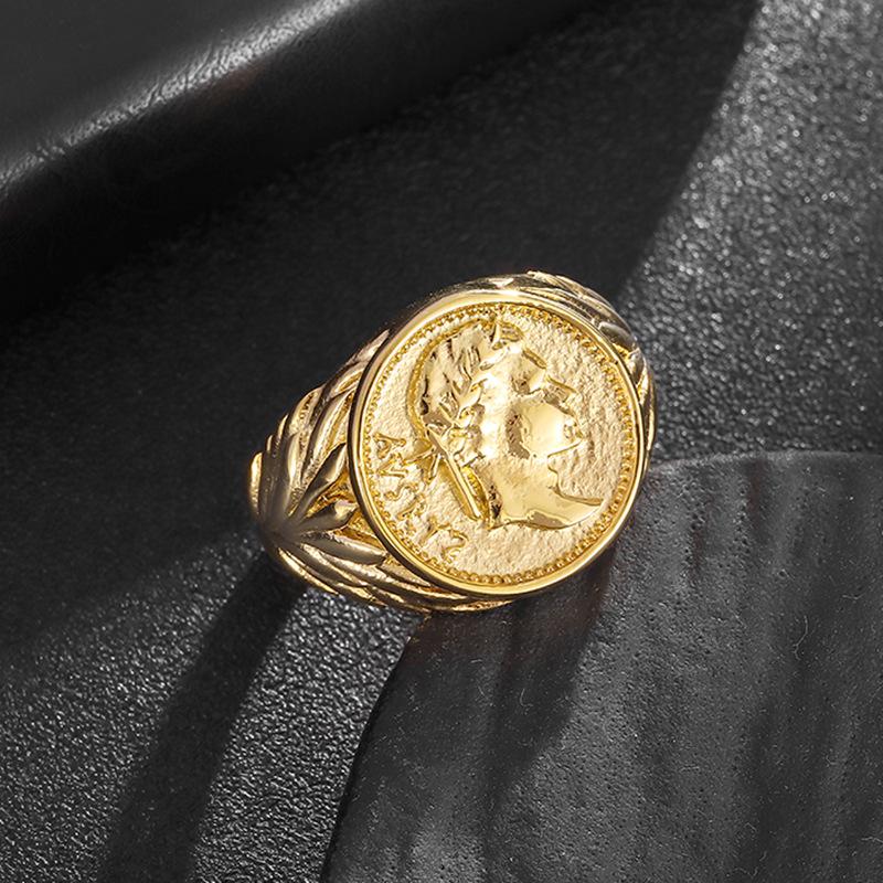 European and American Style Roman Empire Caesar The Great, Ring Retro Electroplating Coin Casting, Portrait Ring 2026