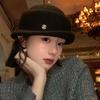 Pearl Hepburn Style Topper Hat Bow Women Formal Hat Elegant Wool Fisherman Hat  Streetwear