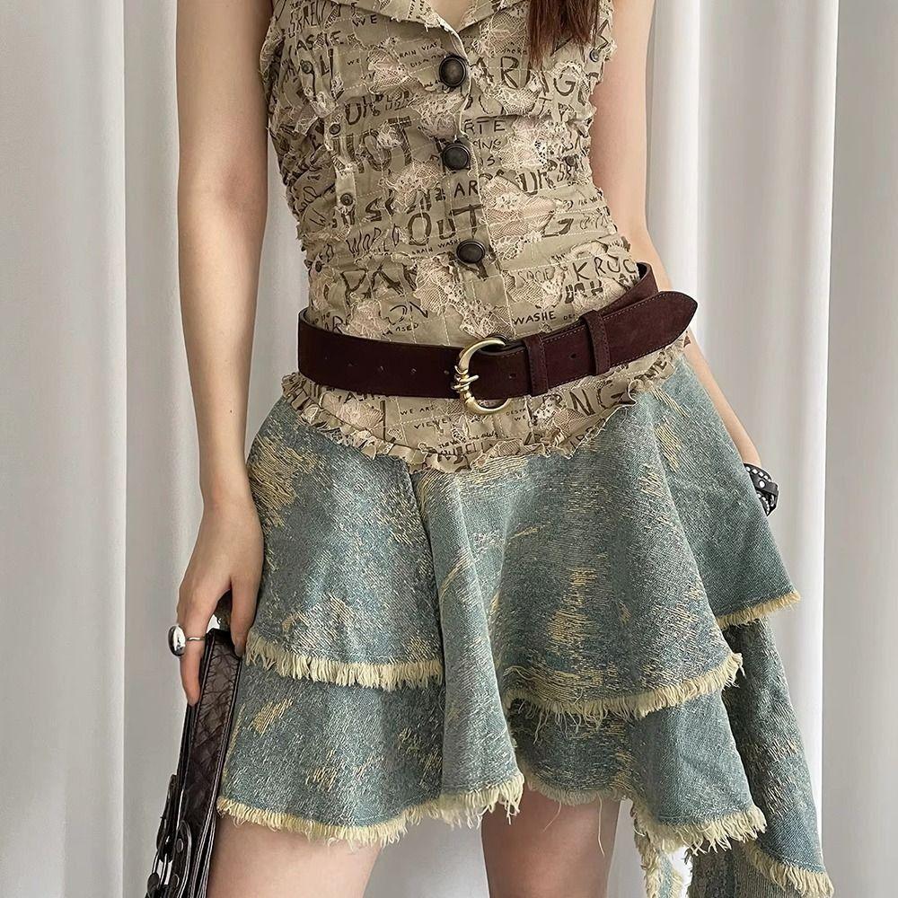 Vintage Women's Belt Heavy-Duty Dress Jeans Belt Fashionable Wide Waist Belt  Waist-Cinching