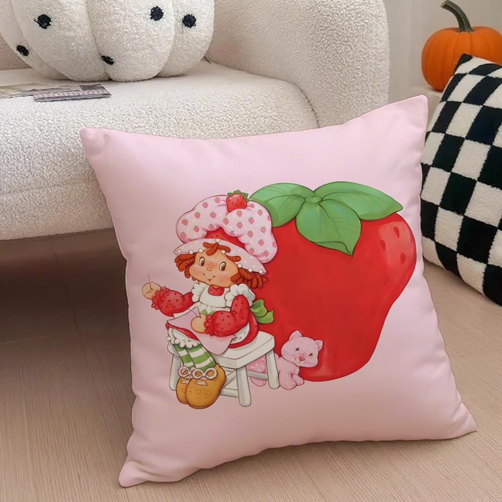 Erdbeerkuchen Kissenbezug Milbenabweisender Kissenbezug Unsichtbarer Reißverschluss Seidig kurzer Plüsch Sofakissenbezug