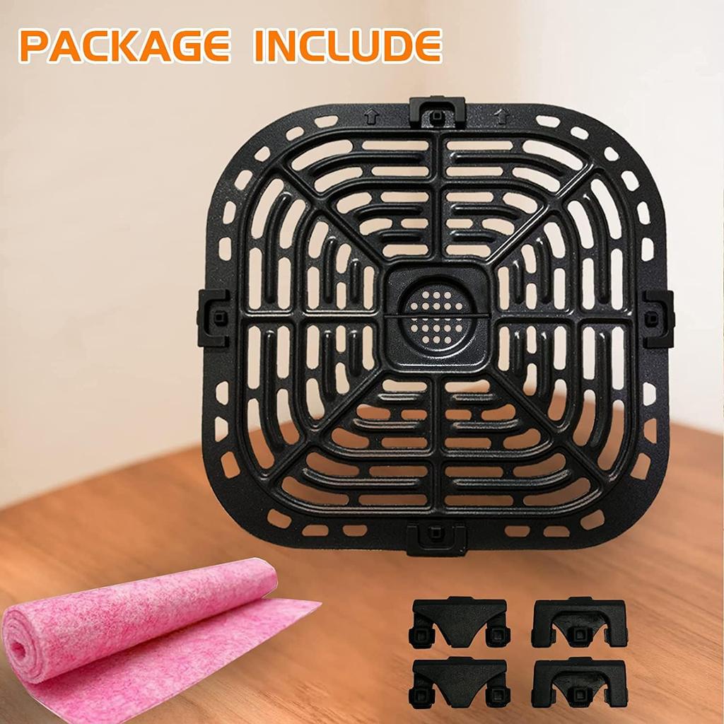 Crisper-Platte, Rost für Instant Vortex Plus 6QT, 5,7QT Heißluftfritteusen - Premium Grillpfannenrost-Einsatzgitter mit Gummistücken für Gourmia GAF685 6