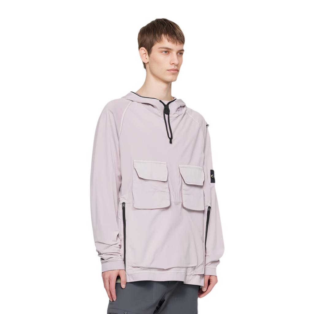 STONE ISLAND Ss22 Solid Color Logo Embroidered Pullover Hoodie Men Hoodies Pink 761544019-V0086