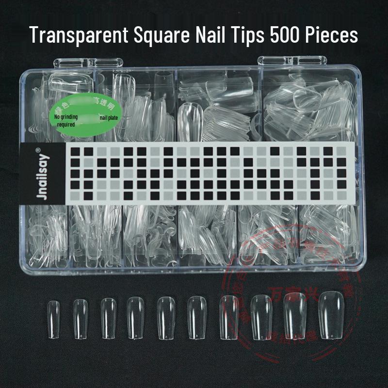 Boxed Nail Art Stickers: 500 Half & Full Cover Transparent Matte French Style Dual-Use Nail Tips
