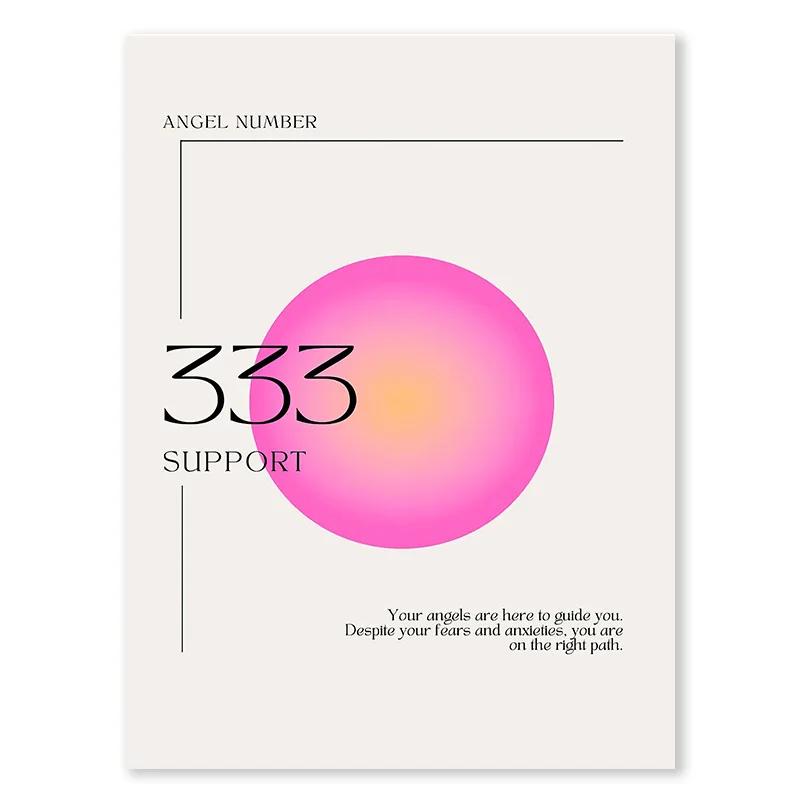 Gradient Spiritual Aura Angel Number Canvas Painting and Print Aesthetic Danish Pastel Poster Wall Art Picture Living Room Decor