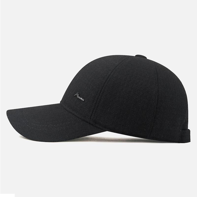 Mens Winter Warm Wool Blend Baseball Cap with Ear Flaps Windproof Dad Hat