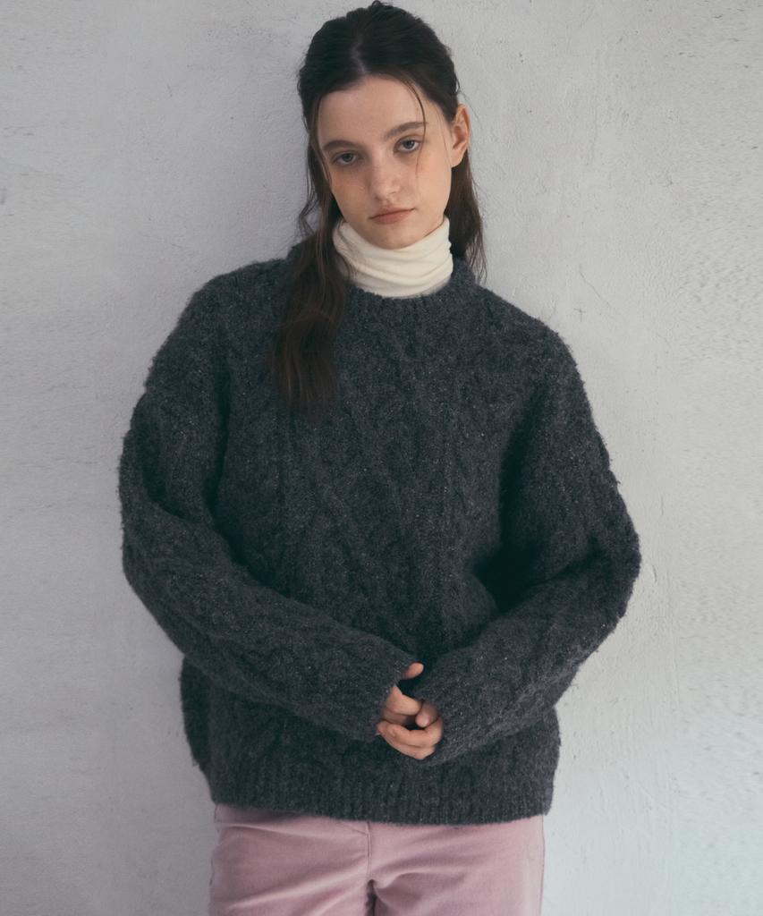 Aueonoseuteljia Homely Cable Knit_Charcoal(O25-Kn28)