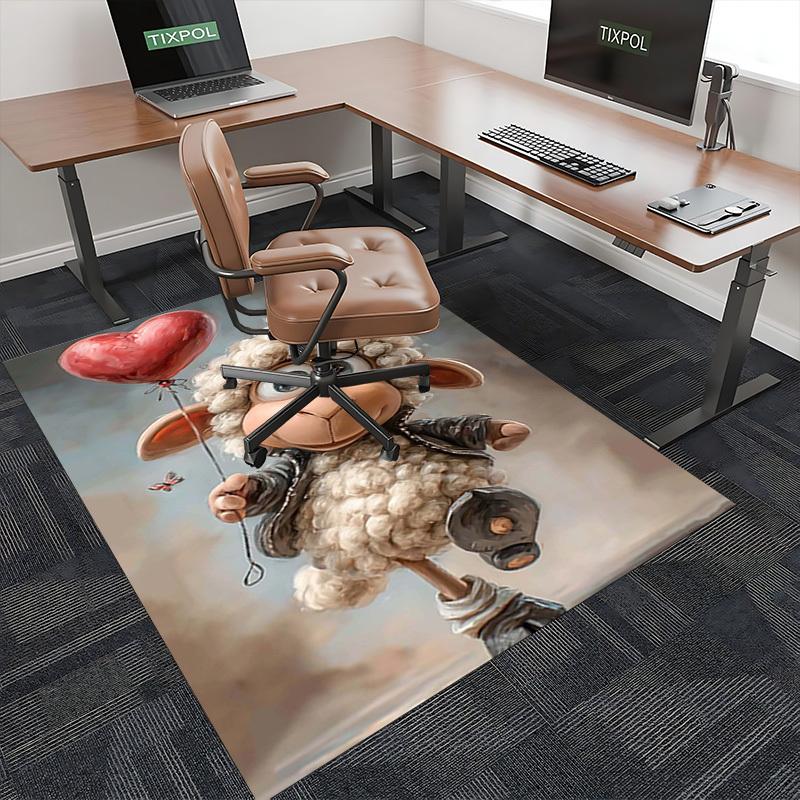 1pc Sheep with Heart Balloon Chair Mat - Anime Cartoon Design Office Chair Pad, Non-Slip Carpet for Home Decor, Seasonal Gift, Suitable for Office, Li