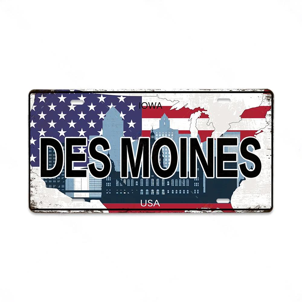 Vintage Country Metal Signs Posters Licenses Plate Decor for Living Room Colorado Lansing Nevada Ohio Washington Plaque