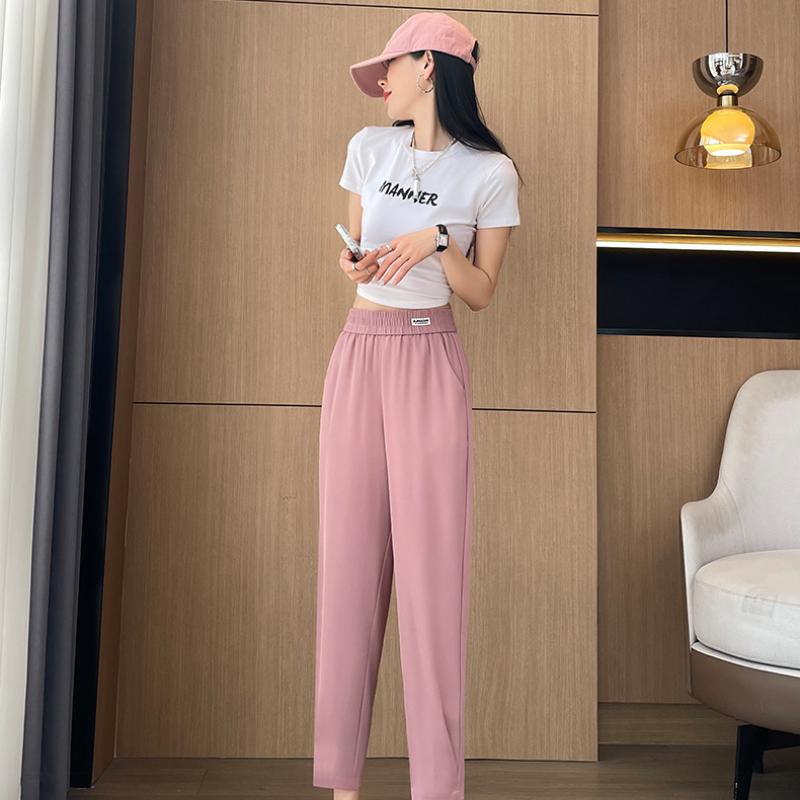 Ice Silk Harem Pants for Women, Summer Thin New Style, Plus Size, Slimming Carrot Casual Sports Pants for Spring and Autumn