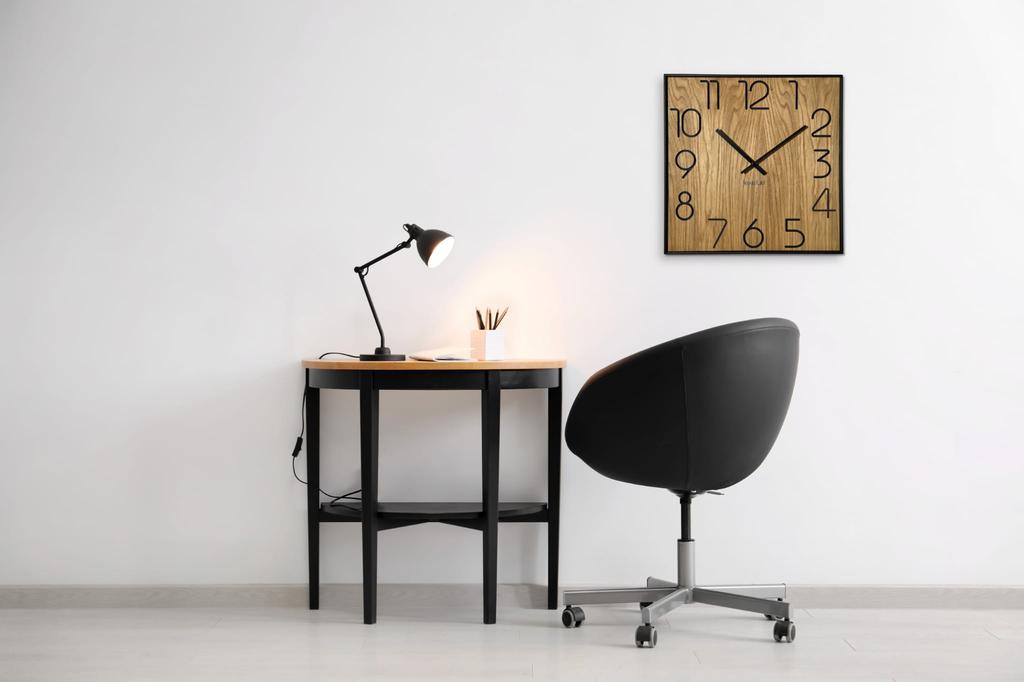 Wooden Wall Clock Wood Square 40cm