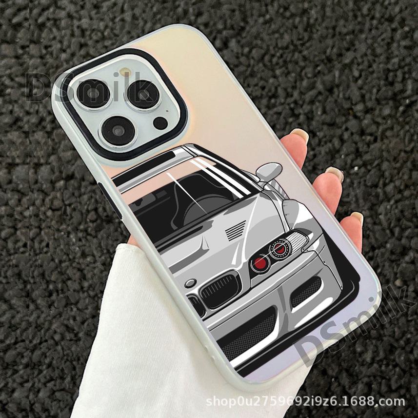 JDM Sportwagen iPhone 15 Pro Hülle in Aurora Weiß, passend für iPhone 14/13/12/11XsMax/XR.