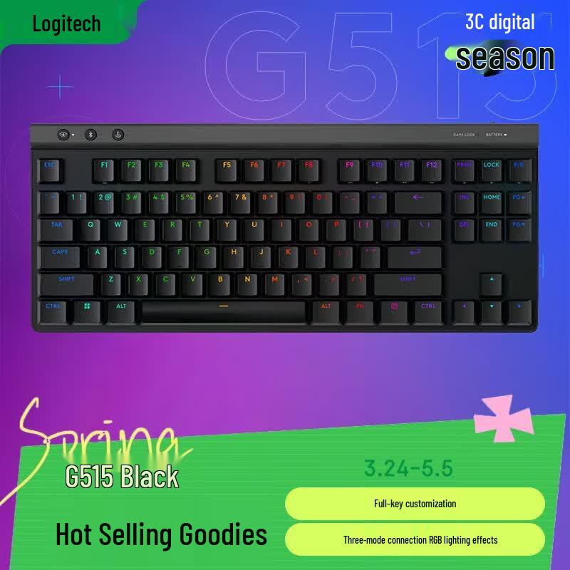 

Logitech G515 LIGHTSPEED TKL Low-Profile Wireless Gaming Keyboard