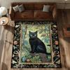 Dark Black Cat Carpet Vintage Floral Animals Print Home Decor Multiple Sizes Non-Slip Mat for Hallway Bedroom Living Room