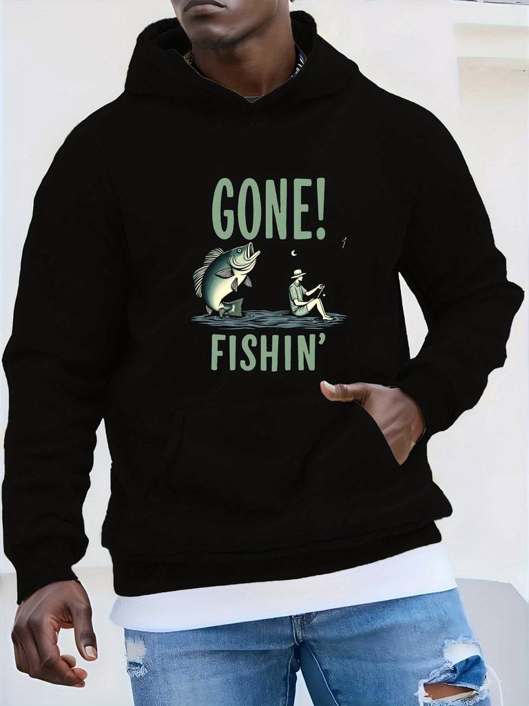 Plus Size "Gone Fishin'" hoodie - Bold Fishing Scene Graphic