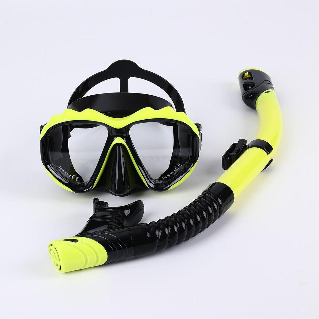 Maschera da Immersione in Silicone per Bambini e Adulti con Snorkel - Lente in Vetro Temperato HD, Montatura Grande