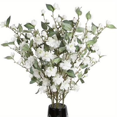 6 Pcs Artificial Camellia Flower 90cm Silk Blossom Fake Flower Branches with Long Stem for Home Wedding Arrangement Party Table Centerpiece Decoration