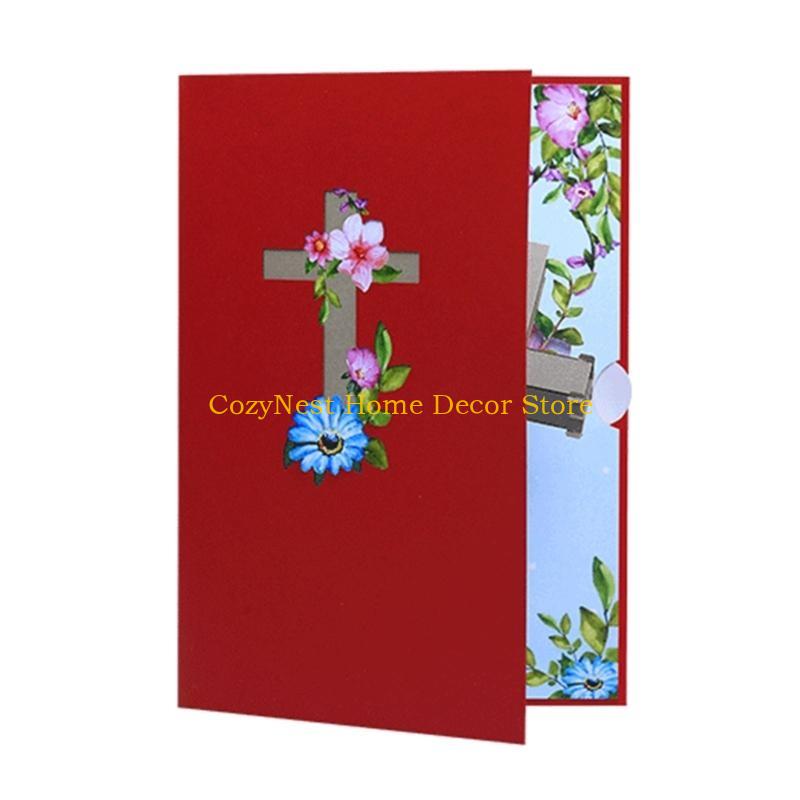 92MF Easters Popup Cards Easters Greeting Card,Religious Crosses Easters Card Gift