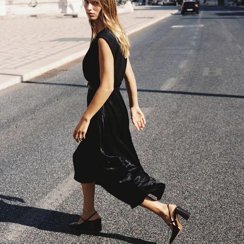 Zbzr Autumn New Women Clothes Western Style Fashion With Belt Patchwork Midi Dress 5029180 800