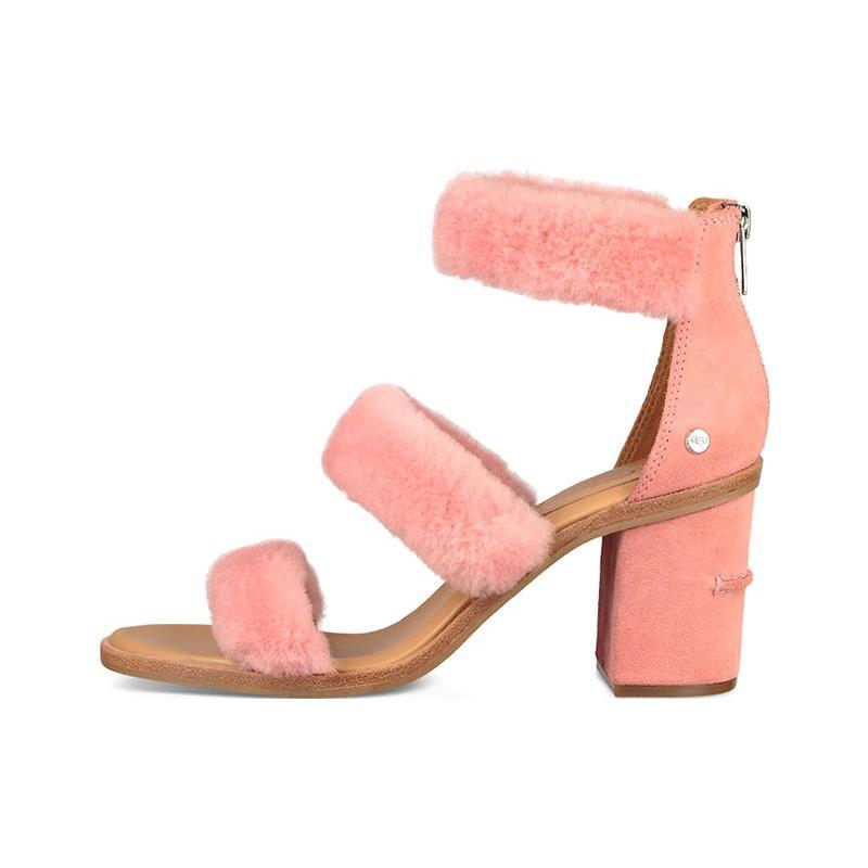 

New UGG Del Rey Fluff Heel High Heel Sandal Women s Cherry Blossom Pink 1095489-LNT 37