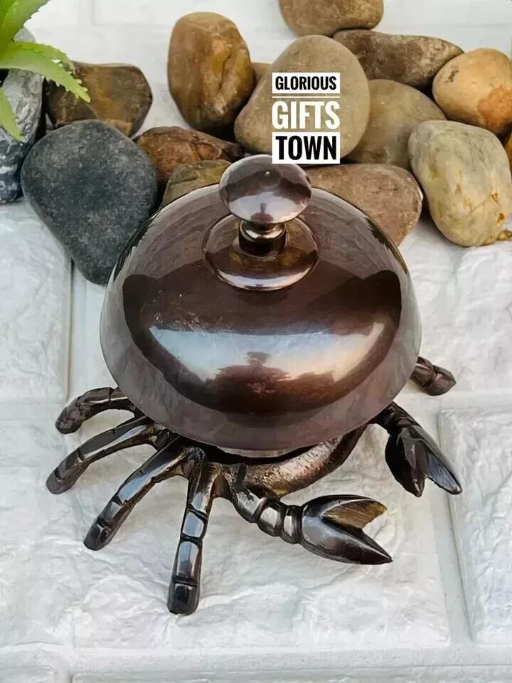 Antique Brass Desk Bell, Crab Bell For Reception Bell, Table Top Desk Bell,