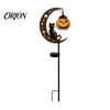 Solar Flower Bed Lights Halloween Garden Stake Light, Soft Warm Jack-o-Lantern, Moon Cat Silhouette Outdoor Pathway Decor, Waterproof Metal Lawn Patio