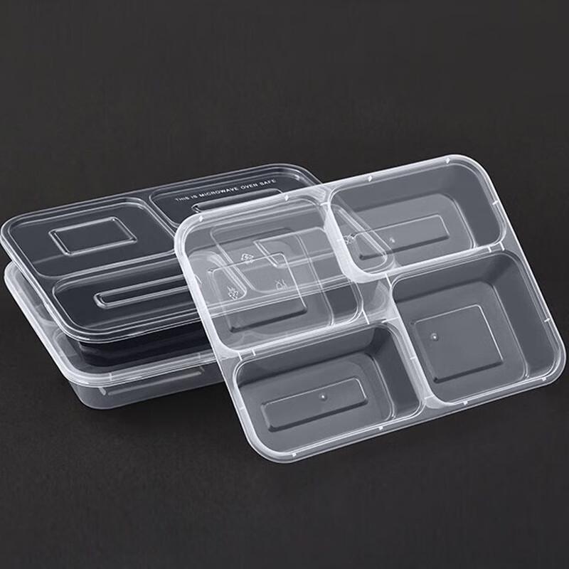 Disposable 4-Compartment Transparent Food Container