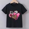 Love Heart Print T-shirts for Girls Summer Children Casual Fashion Funny Cute Colorful Comfortable Tops O-Neck Short Sleeve Tees