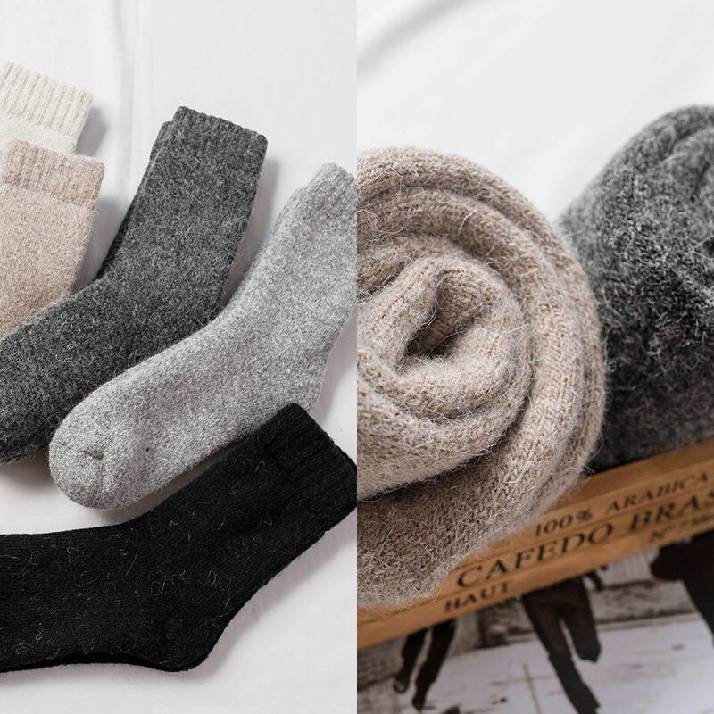 Women s Winter Thick Boucle Simple Fleece Socks black