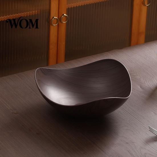 Mold-resistant Serving Dish Vintage Wood Grain Fruit Tray, Food-Grade Snack Candy Plate, Thickened Wear Resistant Nestable Stackable BPA-free