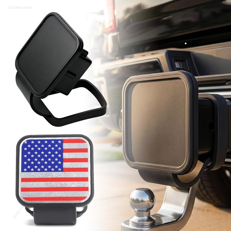 Universal 2 Inch Trailer Hitch Cover Receiver Square Plug Cap Anti-Lost Lock Dust Proof for Pickup Truck SUV Towing Accessories