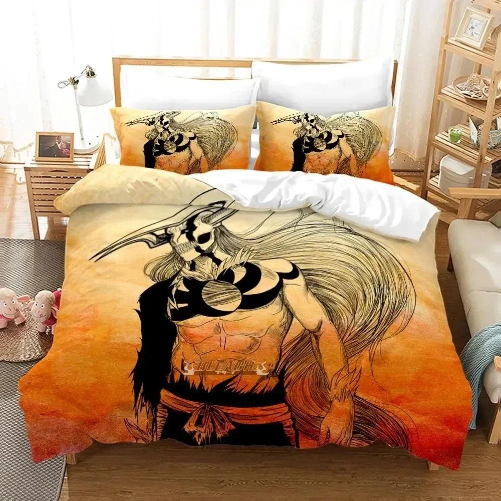 Anime Bleach Kurosaki Ichigo Beding Set Bedrom Soft Modern Bedspreads Comefortable Children Kids Soft Duvet Cover Comfortable Quilt Cover And