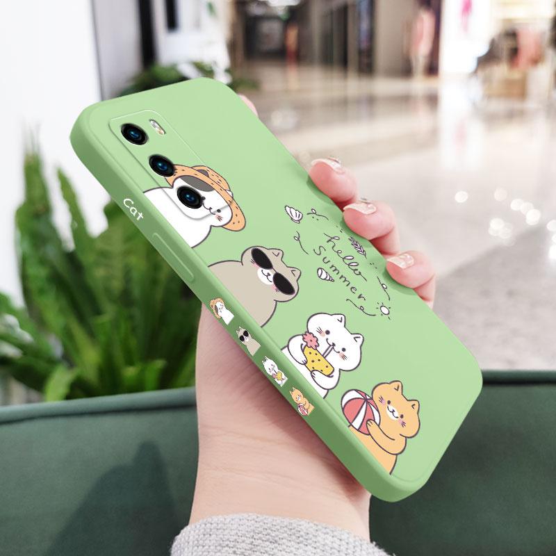 Vacation Cats Phone Case For Huawei P40 P50 P30 P20 Pro Lite Nova 5t Y7A Mate 20 Pro Lite Liquid Silicone Cover