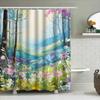 Vibrant Garden Shower Curtain Blue Floral Design For Bathroom Decor Waterproof Fabric With Hooks Included Perfect Gift Idea
