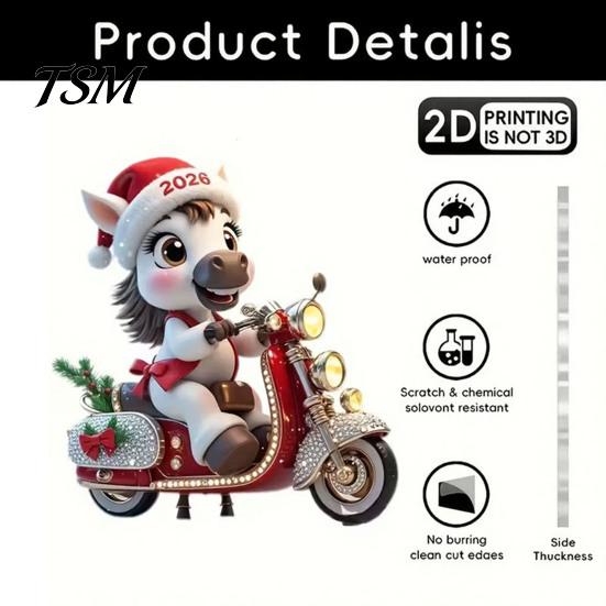 Fade-resistant Christmas Decorations Pony Ornament 2D Acrylic Hanging Decor for Car White Horse Design And Tree Cute Holiday Gift Kids Ornaments