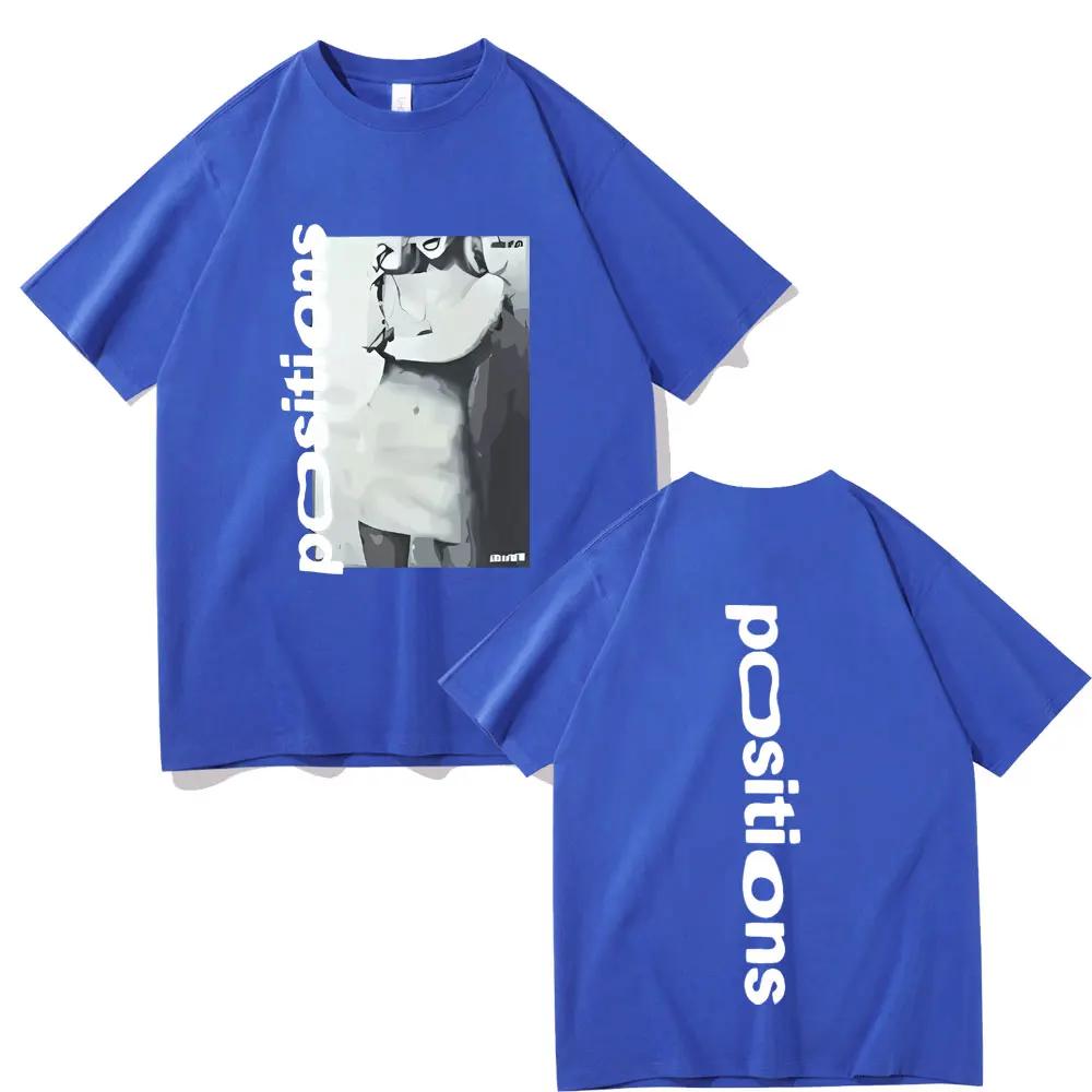 Letní pánské tričko s potiskem alba Ariana Grande positions, ležérní, 100% bavlna, trendy oblečení s krátkým rukávem