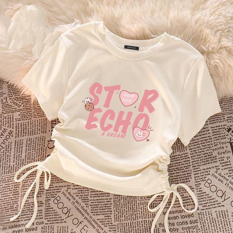 Girls' Solid Color T-shirts Short-sleeve Tops for Kids Summer Children Tees Teenager Blouse Baby Outfits Clothing