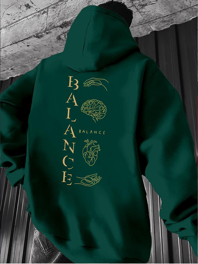 American-style abstract minimalist men's hooded sweatshirt with gold thread print, perfect for casual everyday wear in autumn and winter.